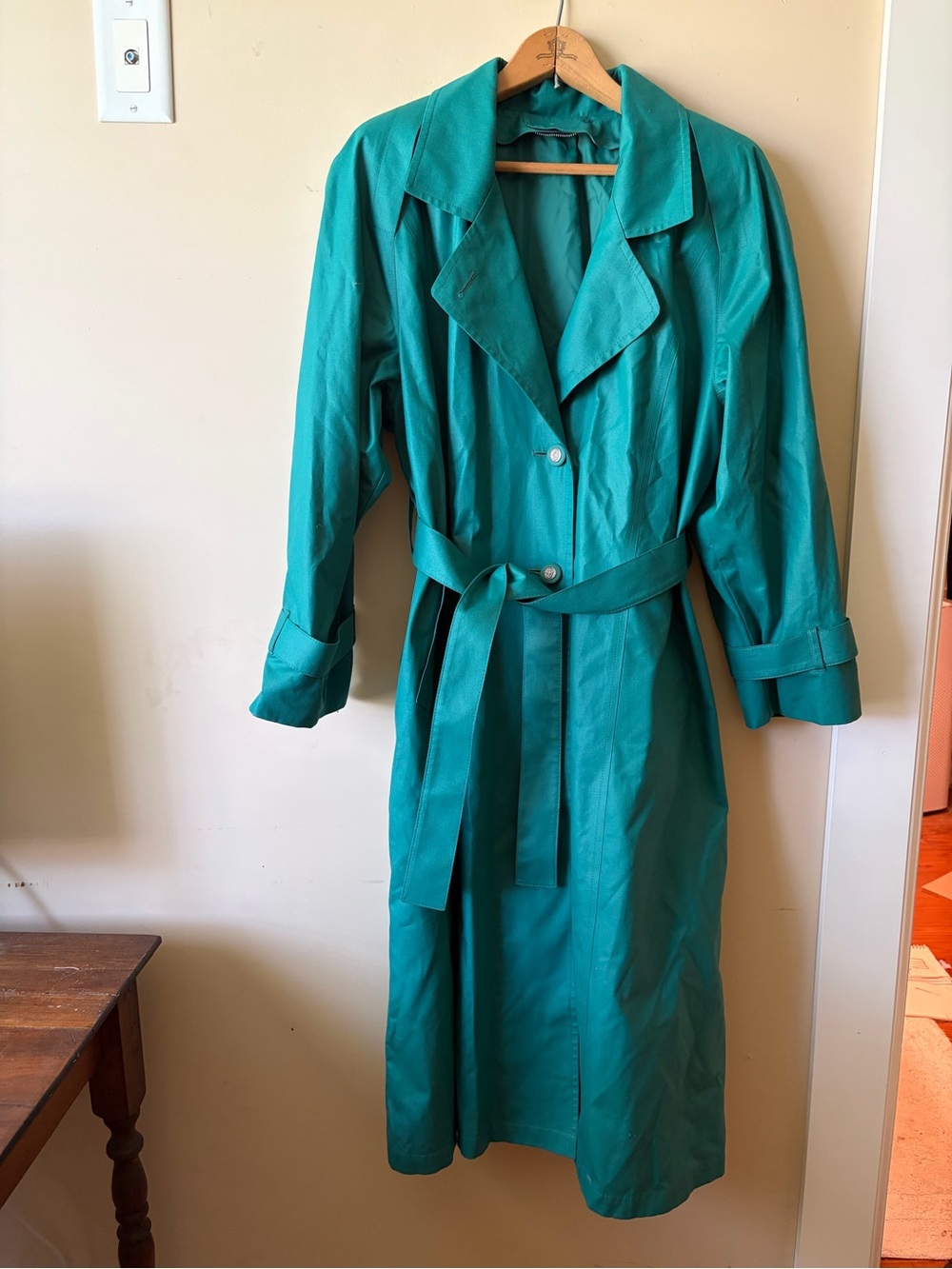 VINTAGE London Fog Teal Belted Trench Coat